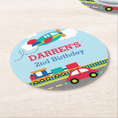 Verkeer-/voertuigbakken op zaterdag ronde kartonnen onderzetter (Gebogen)