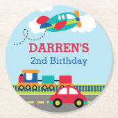 Verkeer-/voertuigbakken op zaterdag ronde kartonnen onderzetter (Voorkant)