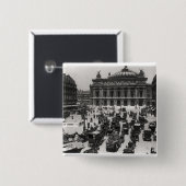 Verkeer voor het Opera House van Parijs Vierkante Button 5,1 Cm (Voorkant /achterkant)