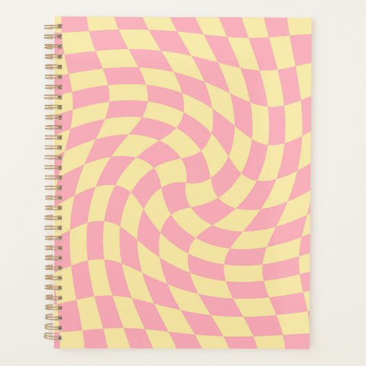 Verkeerde Check Retro Checkerboard Roze Peach Patr Planner (Voorkant)