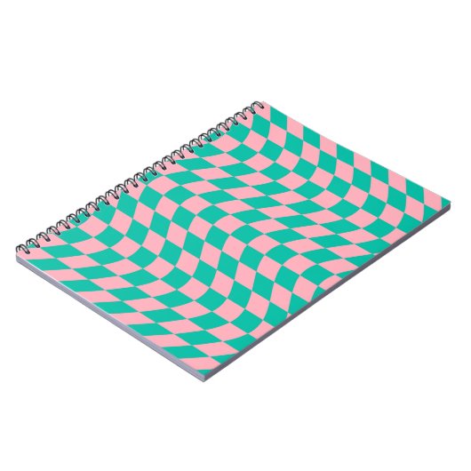 Verkeerde Controle Retro Checkerboard Roze Groen P Notitieboek (Linkerzijde)