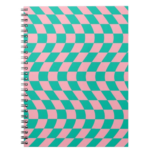 Verkeerde Controle Retro Checkerboard Roze Groen P Notitieboek (Voorkant)