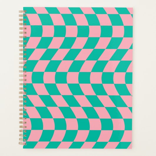 Verkeerde Controle Retro Checkerboard Roze Groen P Planner (Voorkant)
