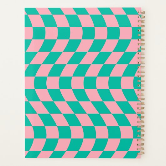 Verkeerde Controle Retro Checkerboard Roze Groen P Planner (Achterkant)