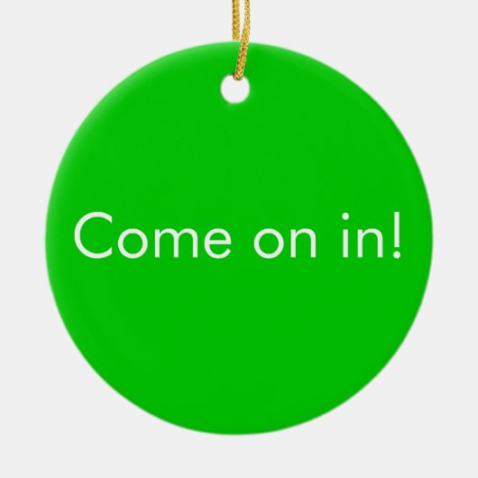 verkeerde deur/kom in grappige, ironische deur keramisch ornament (Voorkant)