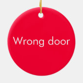 verkeerde deur/kom in grappige, ironische deur keramisch ornament (Achterkant)