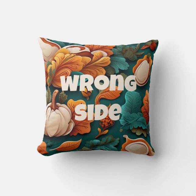 Verkeerde kant Decoratieve Groenachtige Herfst Kussen (Voorkant)