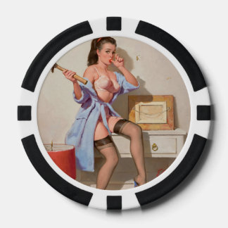 Verkeerde Nail Pin-up Meisje Pokerchips