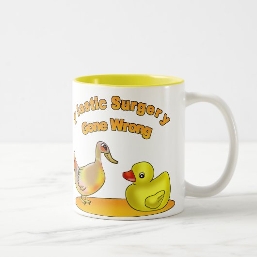 Verkeerde plastische chirurgie tweekleurige koffiemok (Rechts)