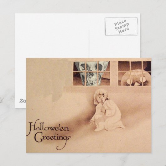 Verkeerde schouder... Skull Jack O Lantern Monster Briefkaart (Voorkant / Achterkant)