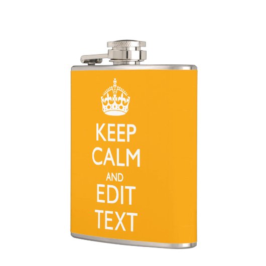 Verkeergeel decor houdt kalm en Jouw tekst Heupfles (Links)