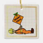 Verkeersbedieningspaneel kerstversiering keramisch ornament (Voorkant)