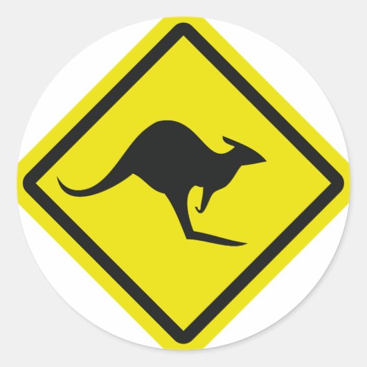 verkeersbord Australië kangoeroe icoon Ronde Sticker (Voorkant)