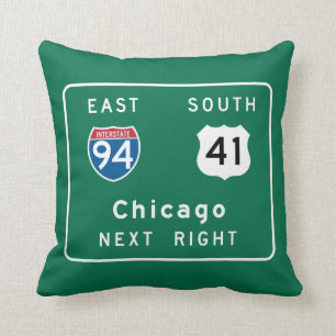 Verkeersbord Chicago, IL Kussen