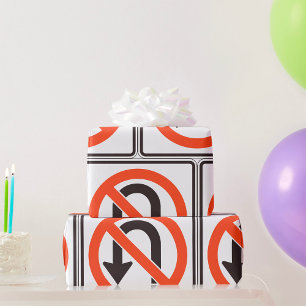 Verkeersbord 'Geen U-bocht' Wegsymbool Cadeaupapier