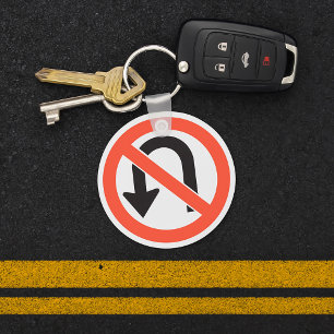 Verkeersbord 'Geen U-bocht' Wegsymbool Sleutelhanger