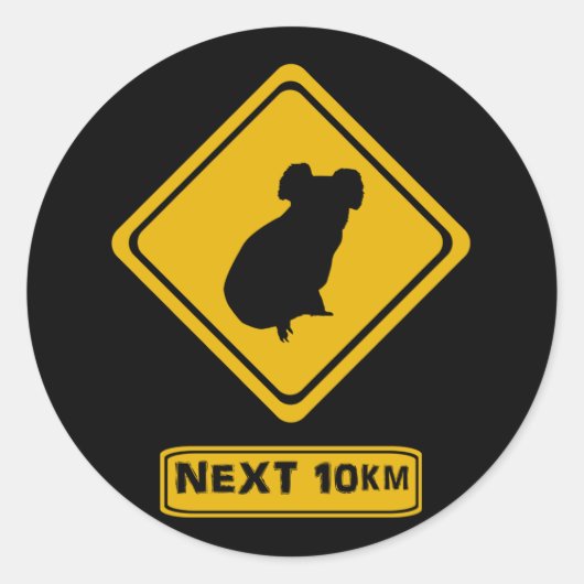 verkeersbord koala ronde sticker (Voorkant)