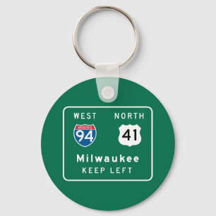 Verkeersbord Milwaukee, WI Sleutelhanger