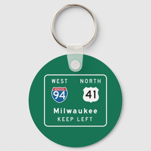 Verkeersbord Milwaukee, WI Sleutelhanger (Voorkant)