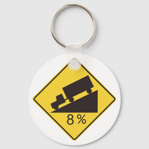 Verkeersbord Steile Hellingswaarschuwing Vervoer W Sleutelhanger