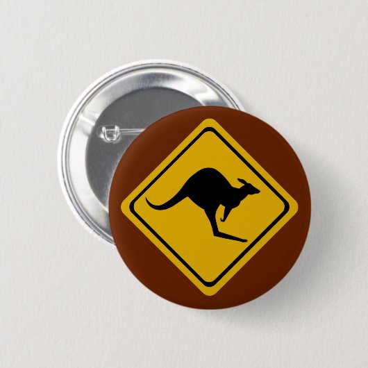 verkeersbord van kangoeroe ronde button 5,7 cm (Voorkant /achterkant)