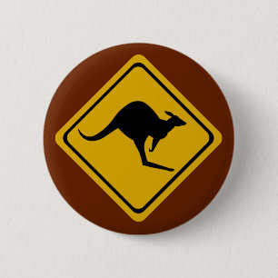verkeersbord van kangoeroe ronde button 5,7 cm