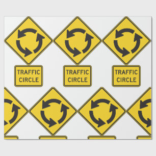Verkeerscirkel Wegbord Geel Diamant Cadeaupapier