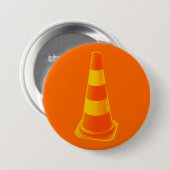 Verkeerskegel met Gele Strepen Ronde Button 7,6 Cm (Voorkant /achterkant)