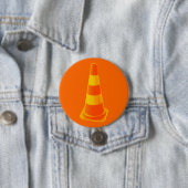 Verkeerskegel met Gele Strepen Ronde Button 7,6 Cm (In situ)