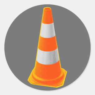 Verkeerskegel met grijze strepen ronde sticker