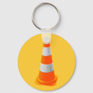 Verkeerskegel met grijze strepen sleutelhanger