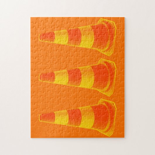 Verkeerskone met gele strepen legpuzzel (Verticaal)