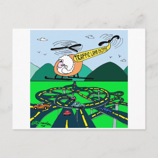 Verkeerslamp-helikopter. Briefkaart (Voorkant)
