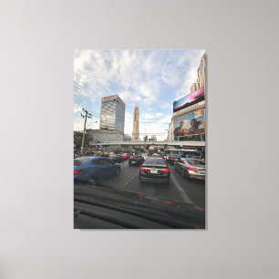 Verkeersleven in Bangkok fotografie canvas Afdruk