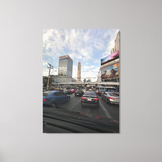 Verkeersleven in Bangkok fotografie canvas Afdruk (Voorkant)