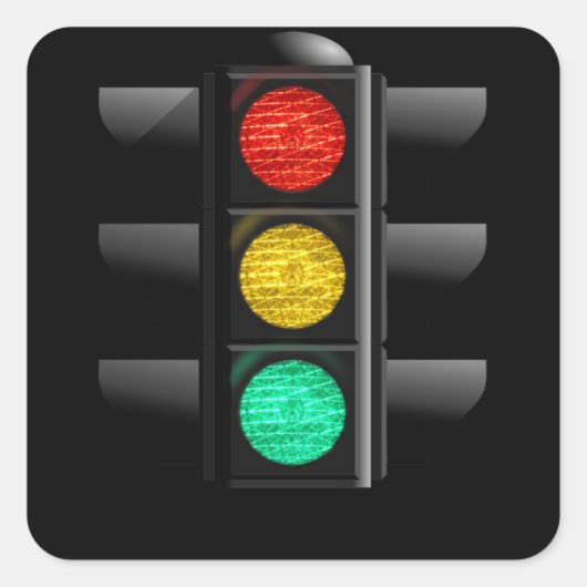 Verkeerslicht rood geel groen vierkante sticker (Voorkant)