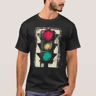 Verkeerslicht Vintage Stop Ga Rood Geel Groen Sign T-shirt