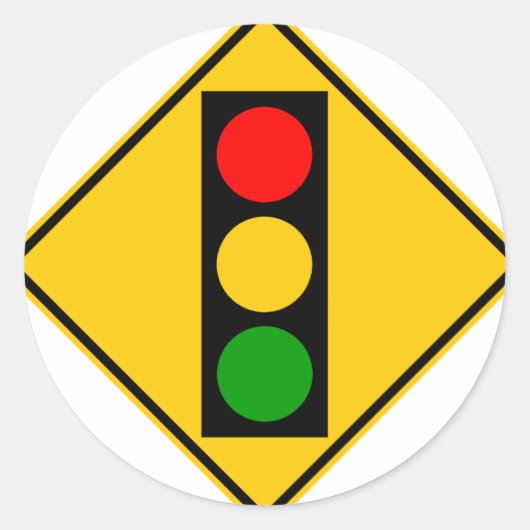 Verkeerslicht voor snelwegteken ronde sticker (Voorkant)