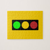 Verkeerslicht vóór waarschuwingbord legpuzzel (Horizontaal)