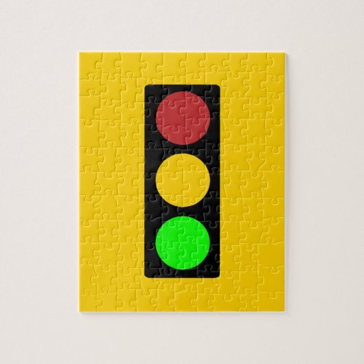 Verkeerslicht vóór waarschuwingbord legpuzzel (Verticaal)