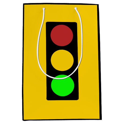 Verkeerslicht vóór waarschuwingbord medium cadeauzakje (Voorkant)