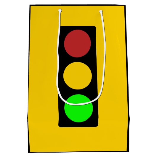 Verkeerslicht vóór waarschuwingbord medium cadeauzakje (Achterkant)