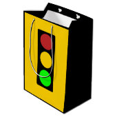 Verkeerslicht vóór waarschuwingbord medium cadeauzakje (Achterkant Gekanteld)