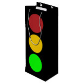 Verkeerslicht vóór waarschuwingbord wijn cadeautas (Achterkant Gekanteld)