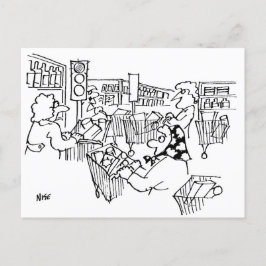 Verkeerslichten in de supermarkt grappig briefkaart