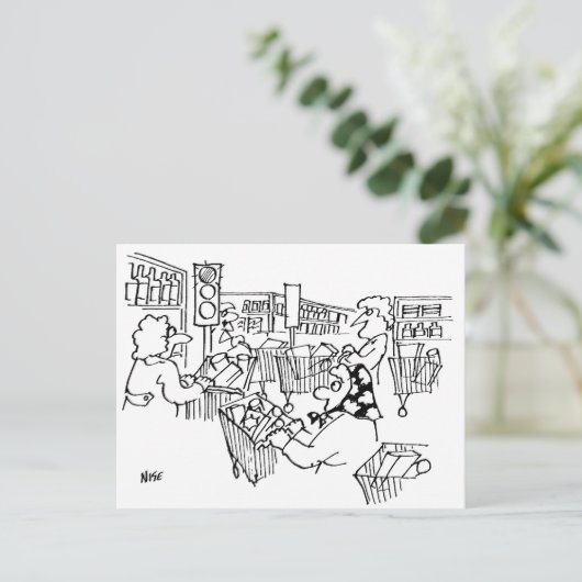 Verkeerslichten in de supermarkt grappig briefkaart (Staand voorkant)