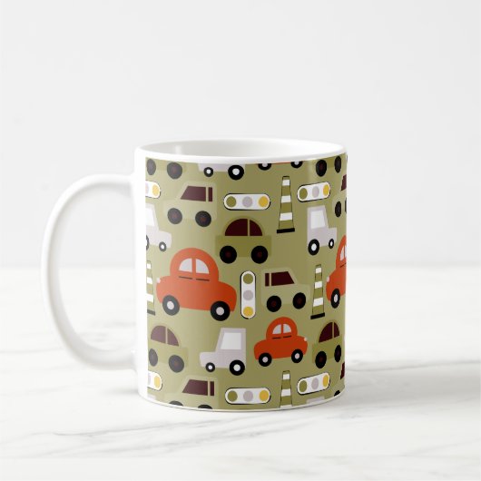 Verkeerslichten Sinaasappel auto's patroon Koffiemok (Links)