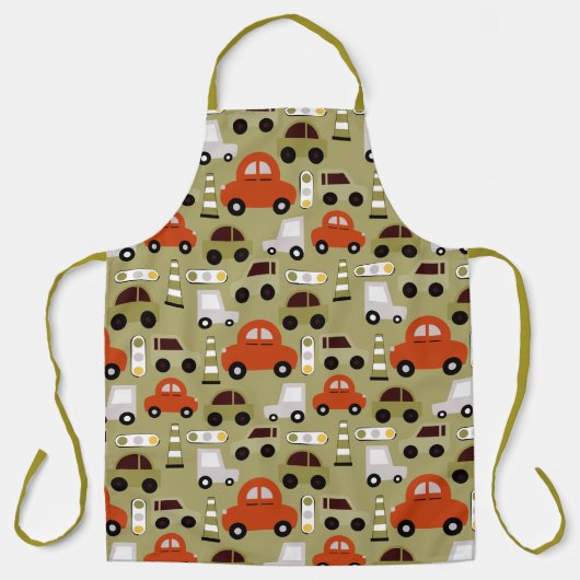 Verkeerslichten Sinaasappel auto's patroon Schort (Voorkant)