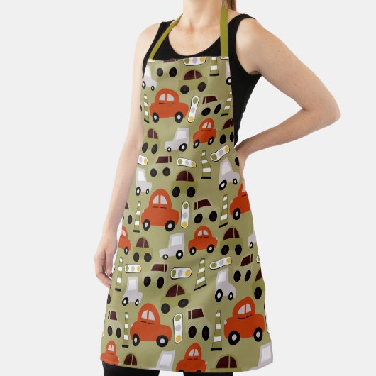 Verkeerslichten Sinaasappel auto's patroon Schort (Insitu)