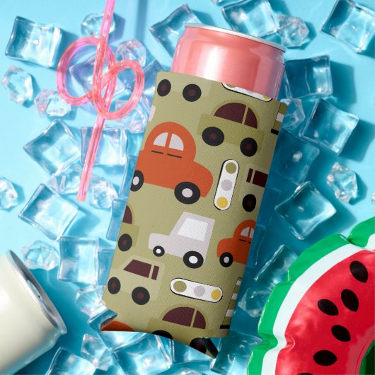 Verkeerslichten Sinaasappel auto's patroon Seltzer Blikjeskoeler (Insitu Zomer)